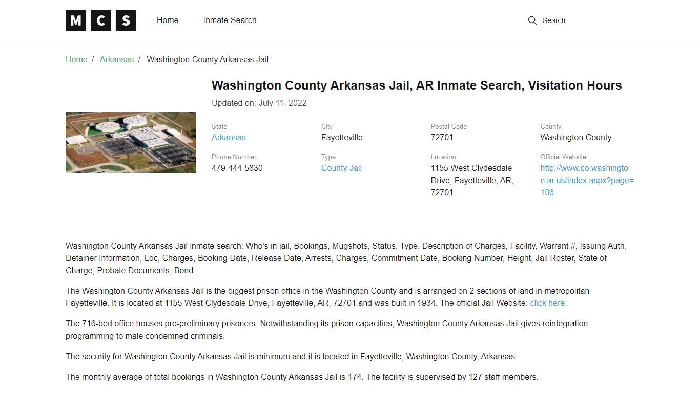 Washington County, AR Jail Inmates Search, Visitation Rules